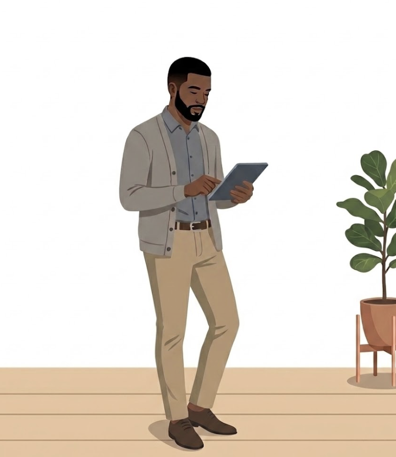 Legal professional reviewing law firm information