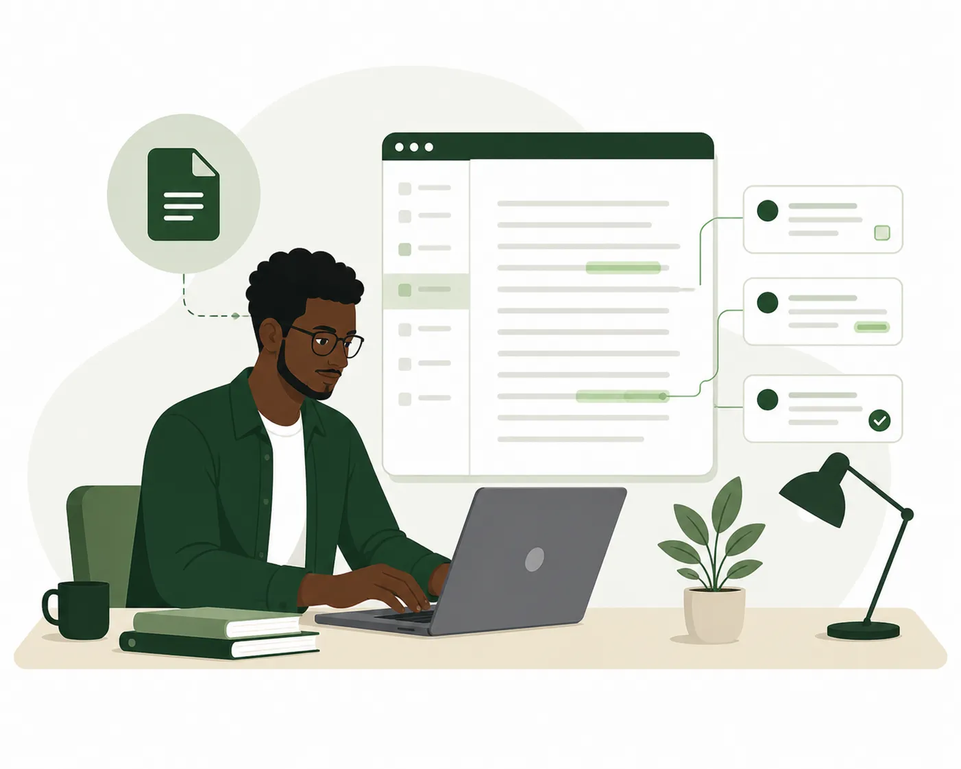 Legal professional reviewing law firm information