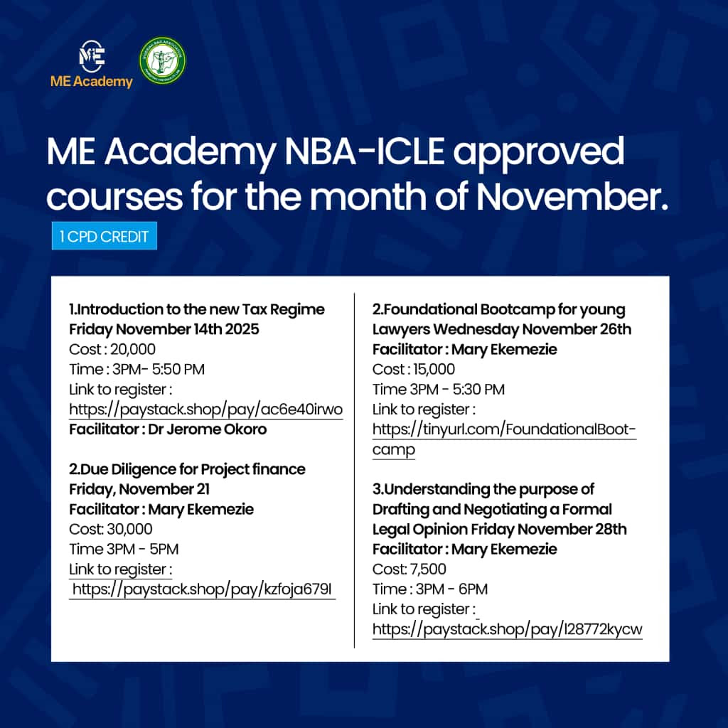 NBA-ICLE TRAINING ANNOUNCEMENT In Collaboration with ME Academy