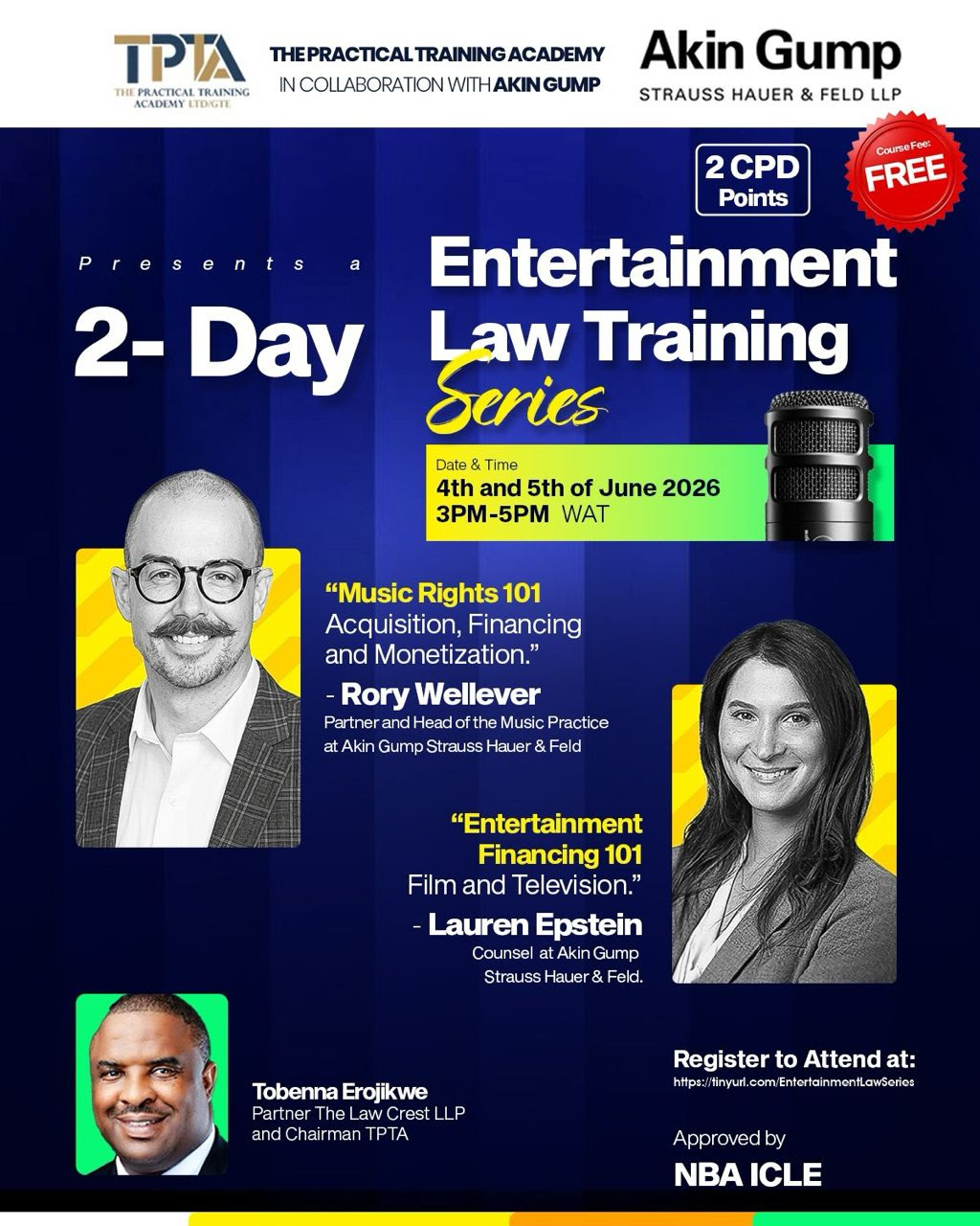 FREE 2-DAY ENTERTAINMENT LAW TRAINING SERIES