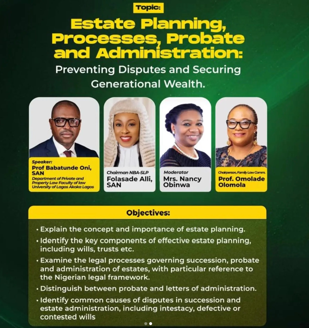 ESTATE PLANNING, PROBATE & ADMINISTRATION: Preventing Disputes and Securing Generational Wealth